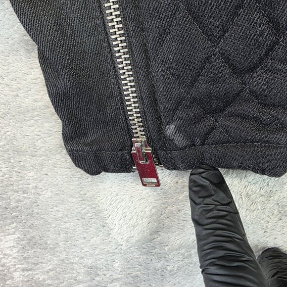 Diesel Jacket Womens XS Black Quilted Moto Biker Asymmetrical Zip Belted - Picture 10 of 16